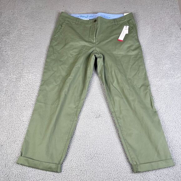 Talbots Weekend Chinos Pants Womens 16  Green High Rise Cotton Blend Super Soft - Picture 3 of 14